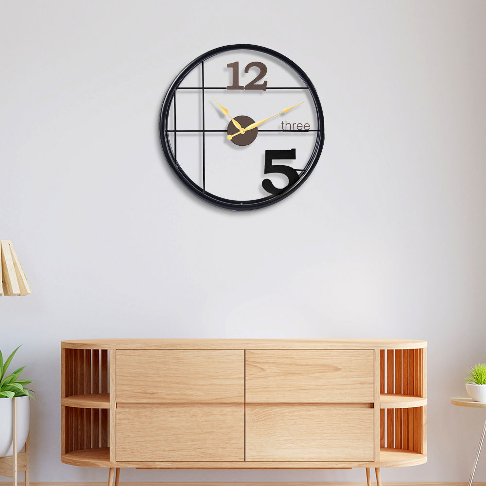 Metal Analog Wall Clock Medium | 18 Inch | Laser Cut Abstract Home Decor & Gifting Option | For Living Room Study Bedroom & Office Decor | Cloque Clock